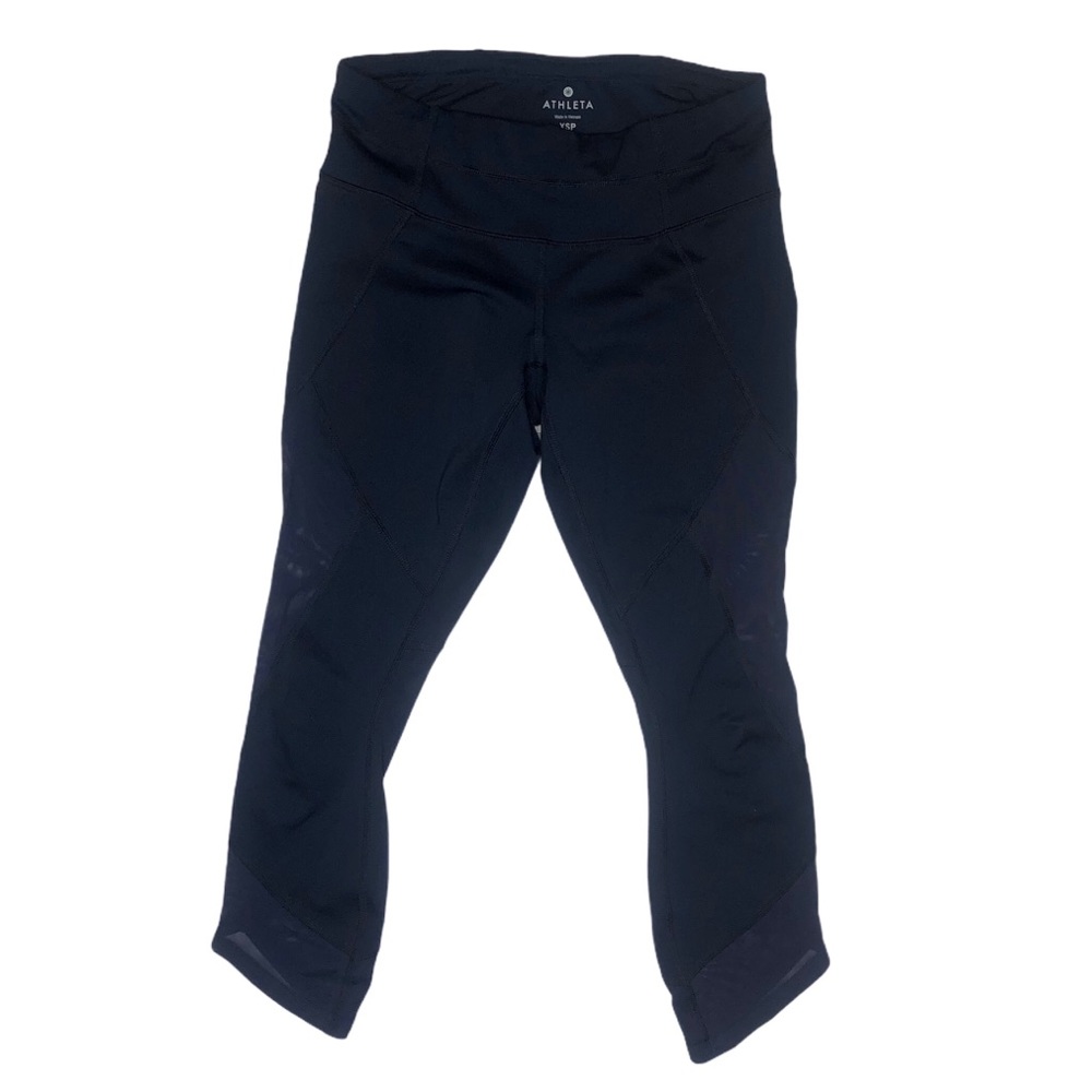 Athleta Navy Cropped Mesh Leggings
